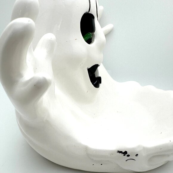 Vintage 1992 NCE Ceramic Ghost Candy Dish With Light-Up Eyes Sound - Picture 10 of 16
